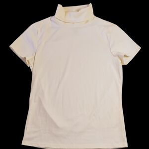 Izod French Vanilla Short Sleeve Turtle Neck Golf Shirt Sz M